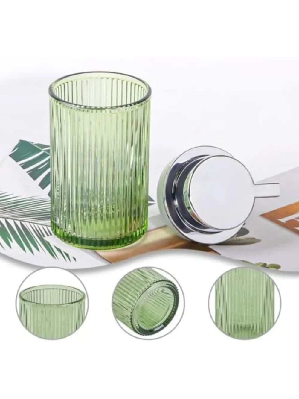 Set of 2 Green Glass Foaming Soap Dispensers - Stylish Bathroom Decor